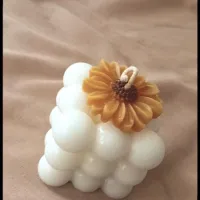 شمع مکعب با گل